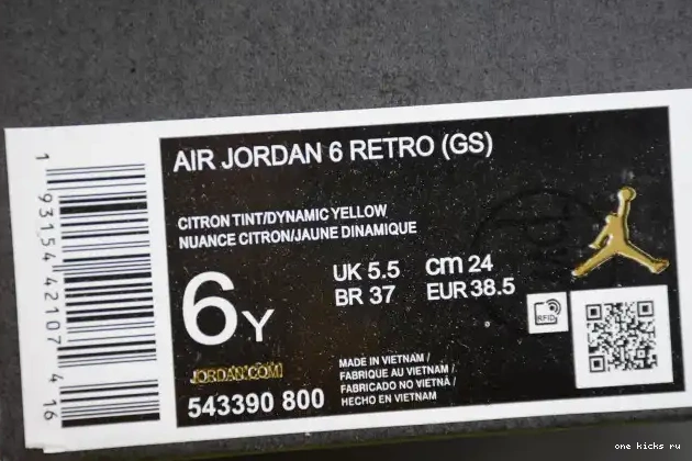 Cheap Floral Retro Dynamic Yellow Jordan 6 Air 543390-800 (GS) 0416